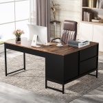 L-Shaped Desk, 60? Corner Computer Desk with File Cabinet - Image 2
