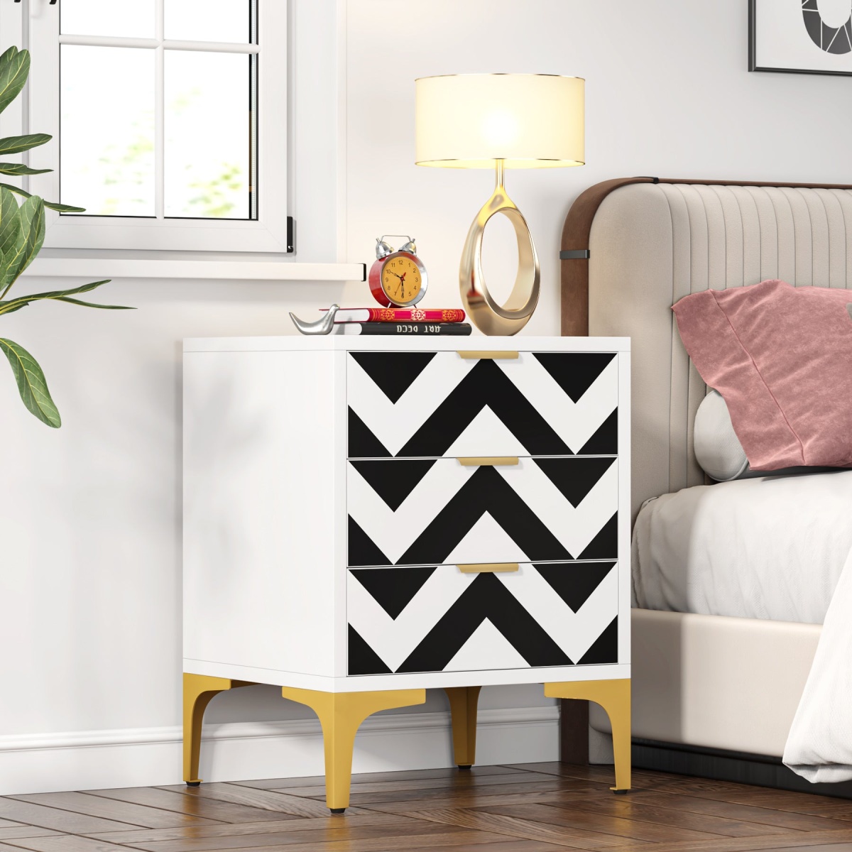 Nightstand, Modern 3-Drawer End Table Bedside Table for Bedroom - Image 4