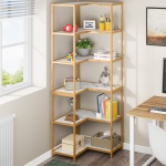 Corner Bookshelf, 70.5? L-Shaped 6-Shelf Etagere Bookcase - Image 6