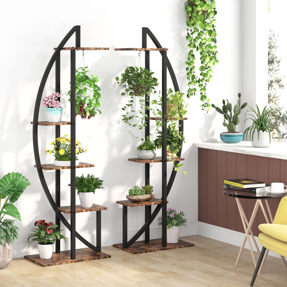 Plant Stand, 5-Tier Curved Flower Display Shelf Pack of 2 - Image 11