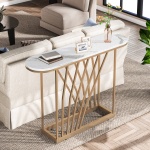 Console Table, 43? Modern Sofa Couch Table with Faux Marble - Image 6