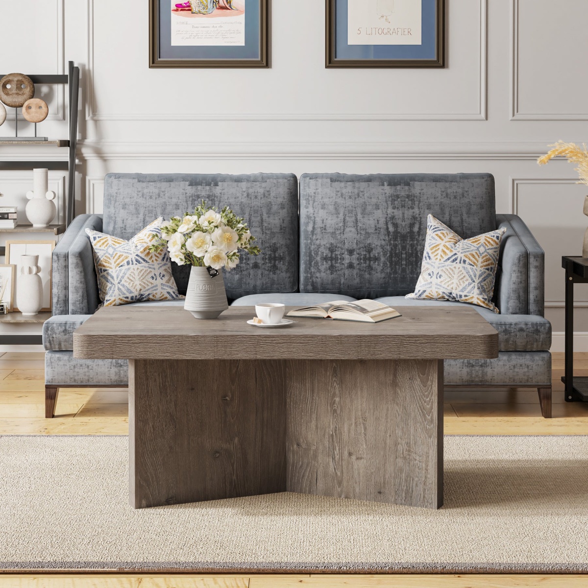 Coffee Table, Farmhouse Cocktails Table Center Table for Living Room - Image 5