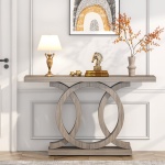 Console Table, 55? Farmhouse Hallway Sofa Table With Geometric Base