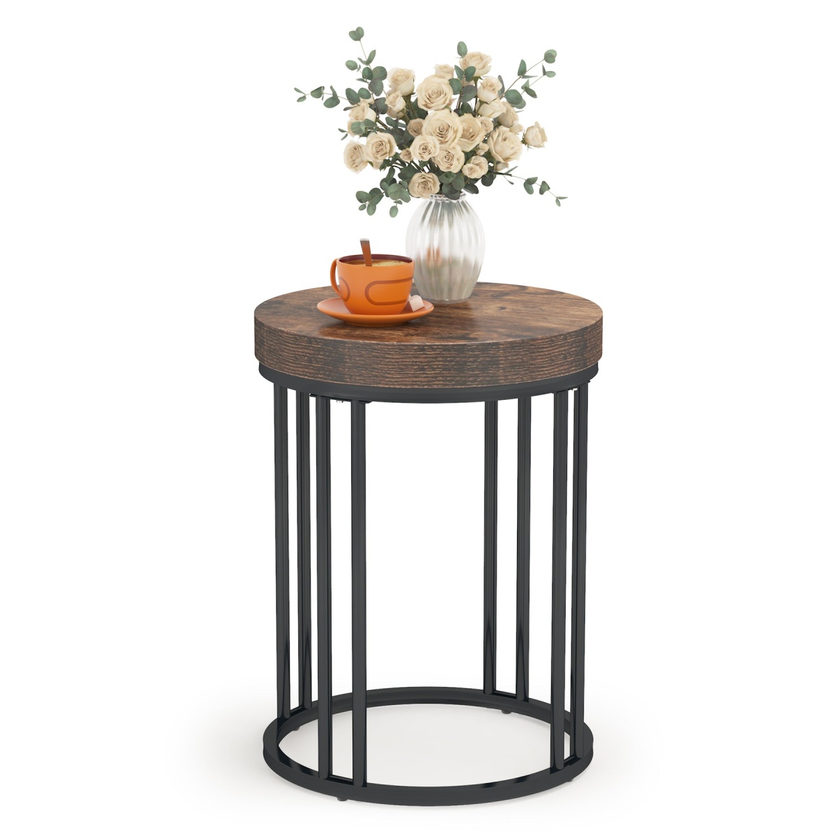 End Table, Modern Round Side Table, Small Nightstand - Image 1