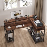 L-Shaped Desk, 59? Corner Computer Desk with Storage Shelf - Image 5