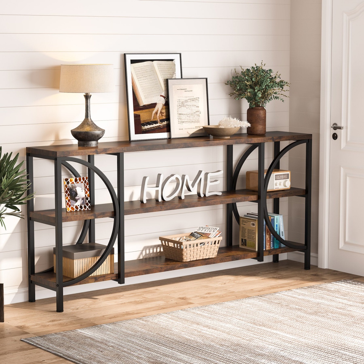 Console Table, 70.86? Sofa Entryway Table with 3 Tier Storage Shelves - Image 6