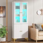 Bookcase, Freestanding Storage Cabinet with LED Light & 5-Tier Shelves - Image 4