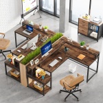 L-Shaped Desk, Corner Desk with Power Outlets, Monitor Stand & Drawer - Image 4