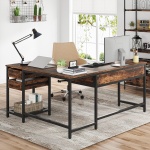 Lift Top L-Shaped Desk, Computer Corner Desks with Drawers - Image 4