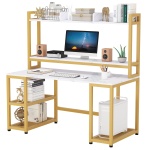 Computer Desk, 55? Hutch Desk Writing Table with Monitor Stand - Image 9