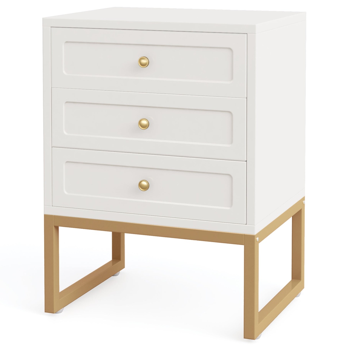 Nightstand, Modern Bedside End Table with 3 Drawers - Image 2