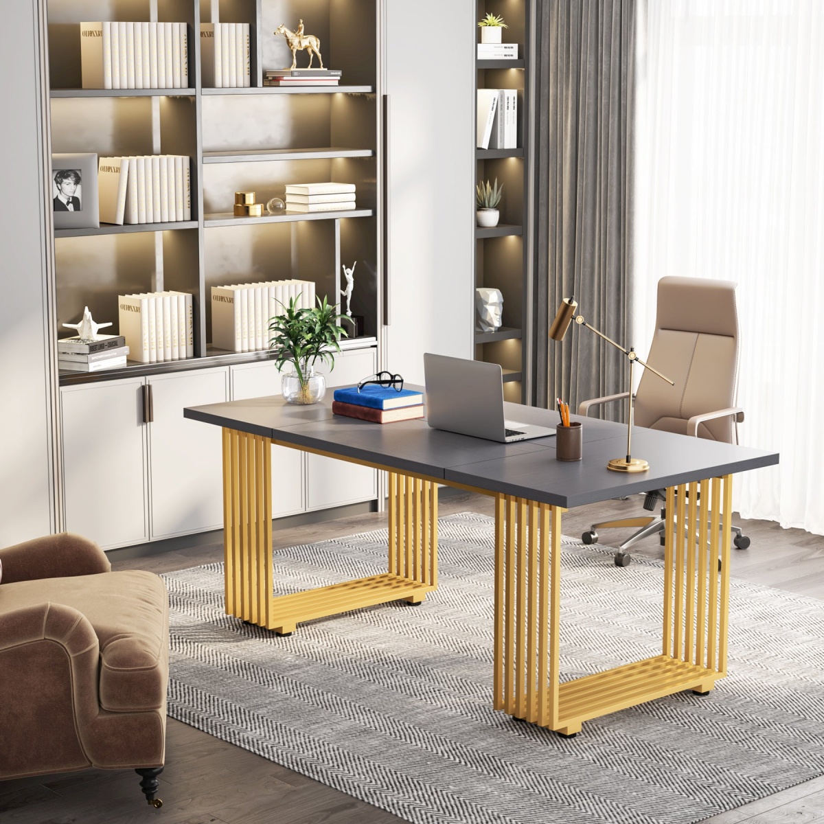 Executive Desk, 70.9? Modern Office Computer Desk Conference Table - Image 9