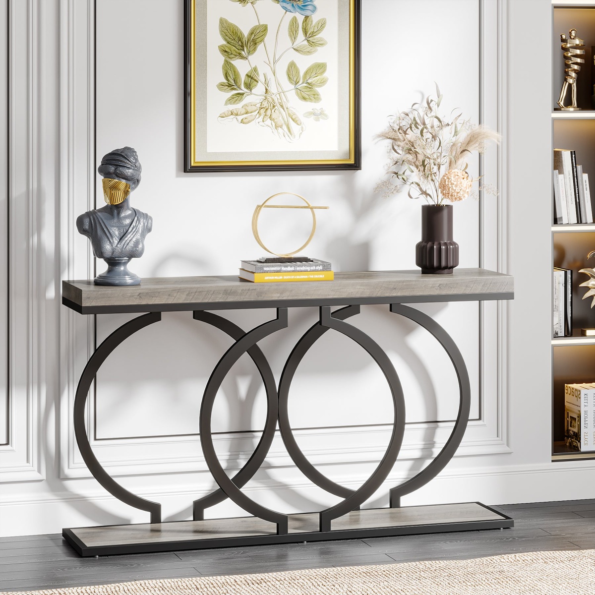 Console Table, 55 inch Faux Marble Entryway Sofa Table - Image 9
