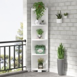 Corner Shelf, 5 Tier Wood Wall Corner Bookshelf Storage Rack - Image 6