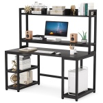 Computer Desk, 55? Hutch Desk Writing Table with Monitor Stand - Image 11
