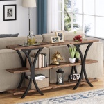 Console Table, Industrial Entryway Sofa Table with 3-Tier Shelves - Image 5