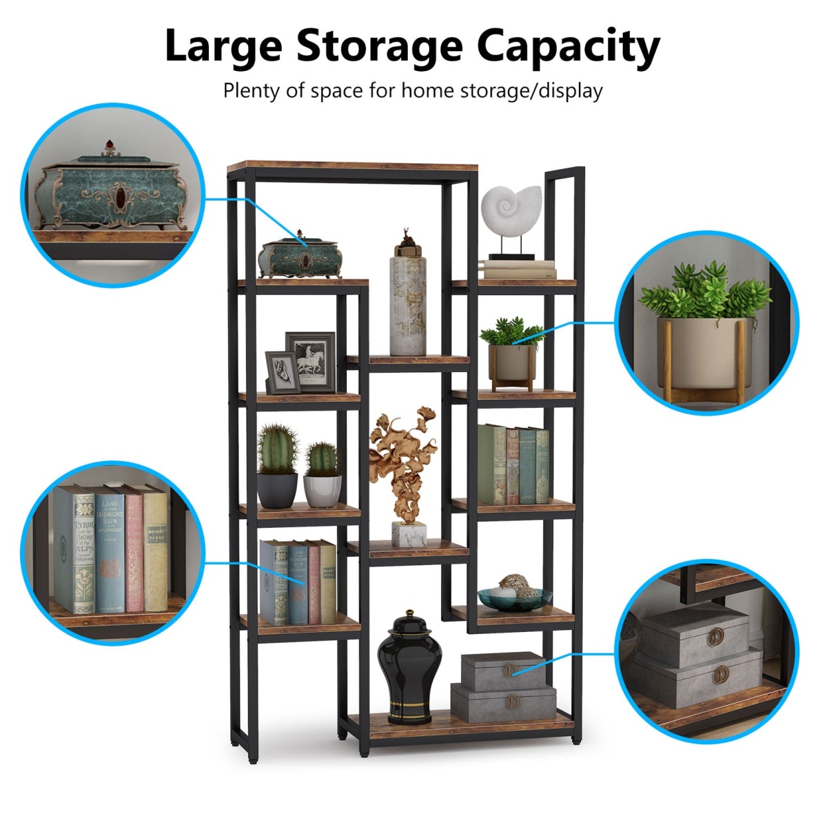 6-Tier Bookshelf 70.9 inch Tall Bookcase, 12-Shelf Display Shelves - Image 7