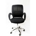 Ergonomic Adjustable Office Chair with Lumbar Support, Thick Padded Cushion, Armrests, and Breathable Mesh 360-degree Swivel Wheels (Black) - Image 2