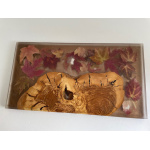 Olivewood, Brown & Clear Epoxy, Fall Leaves Serving Board w/ handles - Image 7