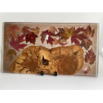 Olivewood, Brown & Clear Epoxy, Fall Leaves Serving Board w/ handles - Image 6