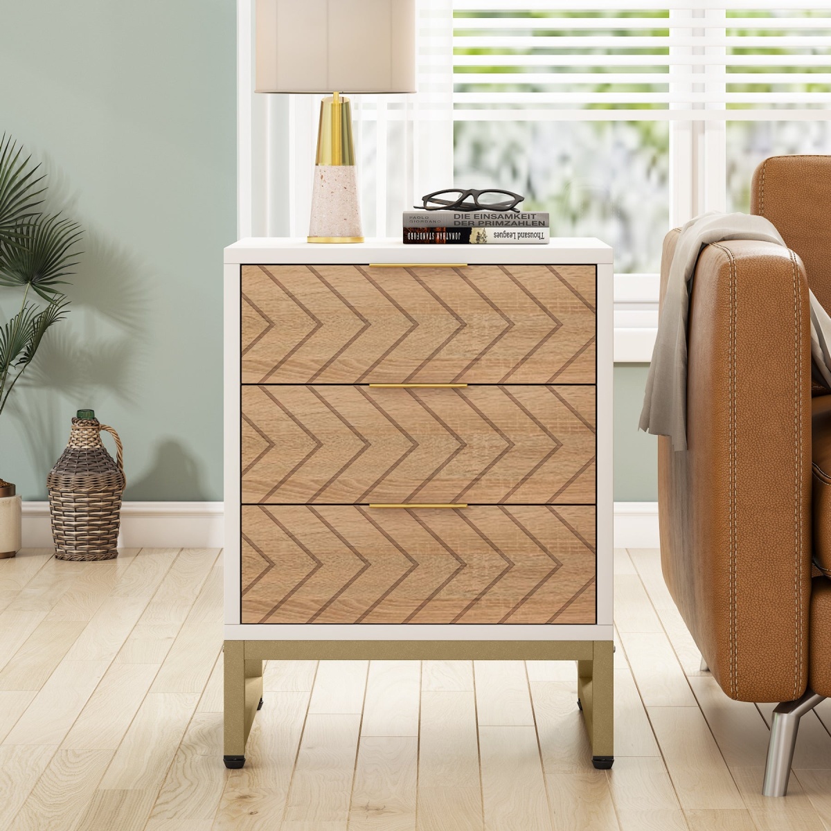 Nigntstand, Modern Bedside Table with 3 Drawers - Image 4