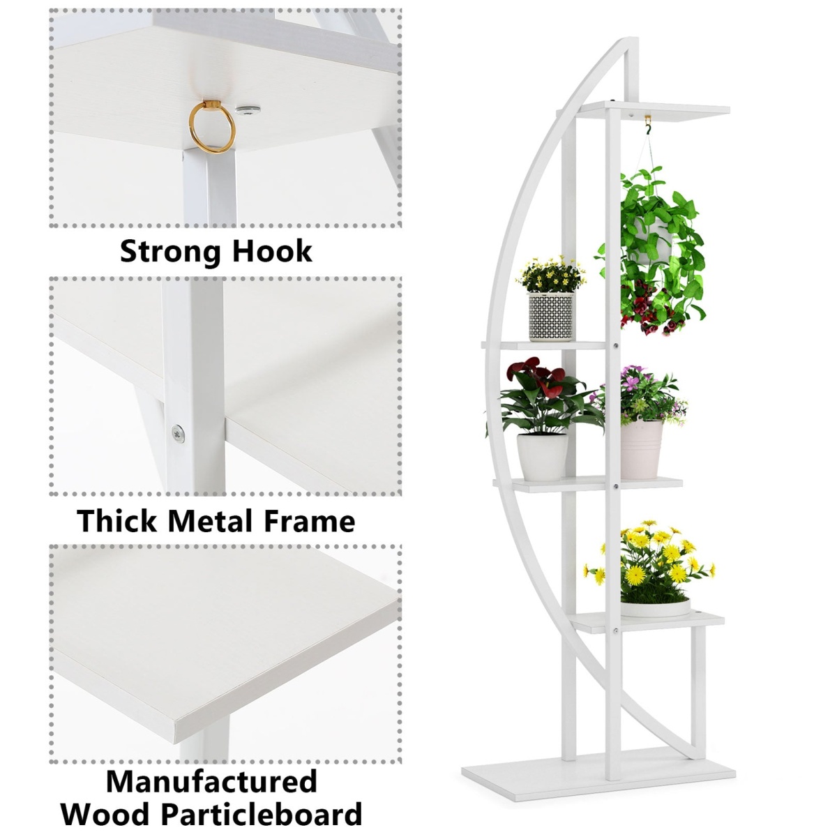 Plant Stand, 5-Tier Curved Flower Display Shelf Pack of 2 - Image 7