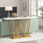 Console Table, 55? Modern Sofa Table with Faux Marble Surface - Image 4