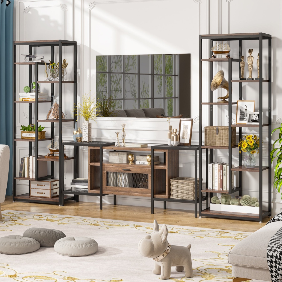 Bookshelf, 70.8? Etagere Bookcase Storage Display Shelf Unit - Image 9