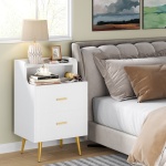 Nightstand, Modern Bedside Table with 2 Drawers - Image 4