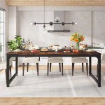 Dining Table, Industrial Kitchen Table with Metal Frame - Image 5