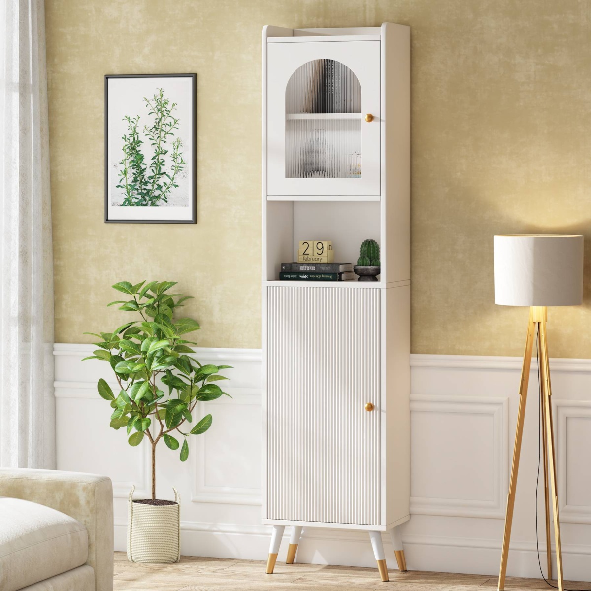 Storage Cabinet, 67?? Bathroom Cabinet with 2 Doors and 6 Shelves - Image 1