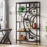 Bookshelf, 71? Geometric Bookcase, Industrial 8-Tiers Etagere Shelving Unit - Image 4