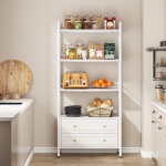 Bookshelf, 4-Tier Tall Bookcase Display Shelf with 2 Drawers - Image 6