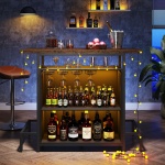 Home Bar Unit, Industrial 3-Tier Liquor Bar Table with Glasses Holder - Image 6