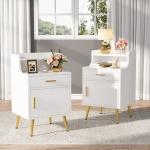 Nightstand, 32? Tall Bedside Table with Drawer & Doors - Image 10
