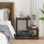 End Table with Storage Shelf, 3-Tier Industrial Ladder-Shaped Nightstand - Image 4