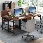 Two Person Desk, 78?? Double Computer Desk with Drawers - Image 5