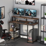 Computer Desk, Industrial Writing Desk with Storage Shelves - Image 5