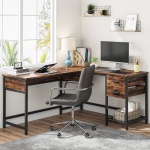 Lift Top L-Shaped Desk, Computer Corner Desks with Drawers - Image 5