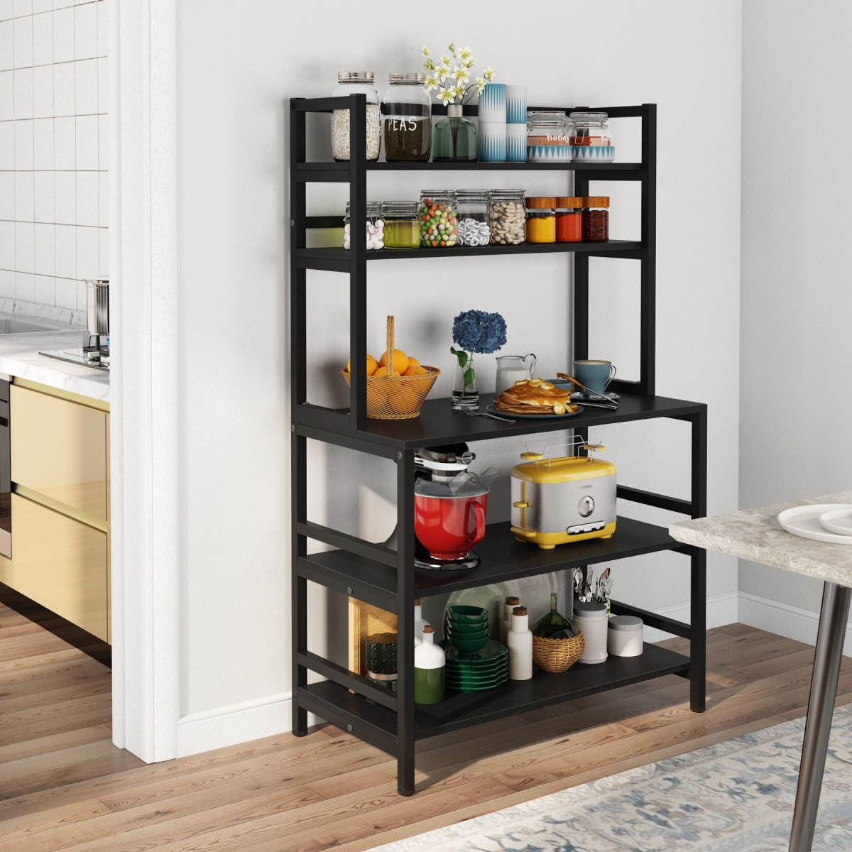 Kitchen Baker?s Rack, 5-Tier Microwave Oven Stand with Hutch - Image 6