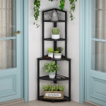 Corner Shelf, 60 Inch Corner Bookshelf Ladder Shelf Plant Stand - Image 9