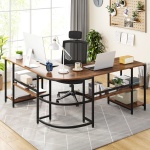 L-Shaped Desk, 59? Reversible Corner Computer Desk with Storage Shelves - Image 5