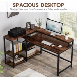 Reversible L Shaped Computer Corner Desk with Shelves - Image 5