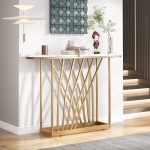 Console Table, 43? Modern Sofa Couch Table with Faux Marble - Image 7
