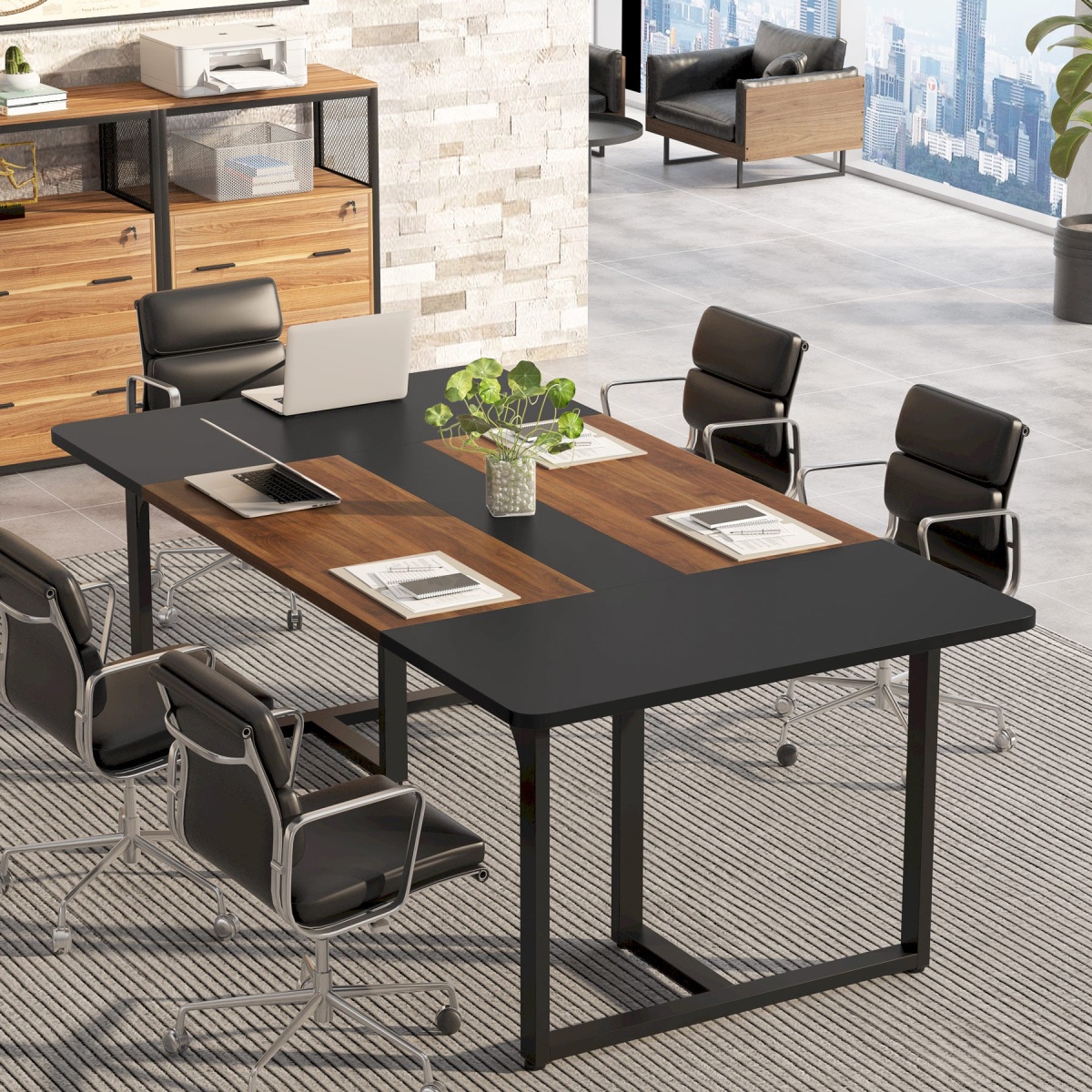 Conference Table, 6FT Rectangle Meeting Table for 8 People - Image 5