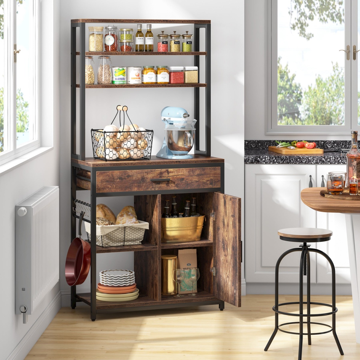 Kitchen Baker?s Rack, 6-Tier Microwave Stand with Cabinet & Drawers - Image 5