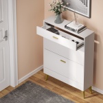 Shoe Cabinet, 16 Pairs Shoe Storage Rack with Drawers - Image 5