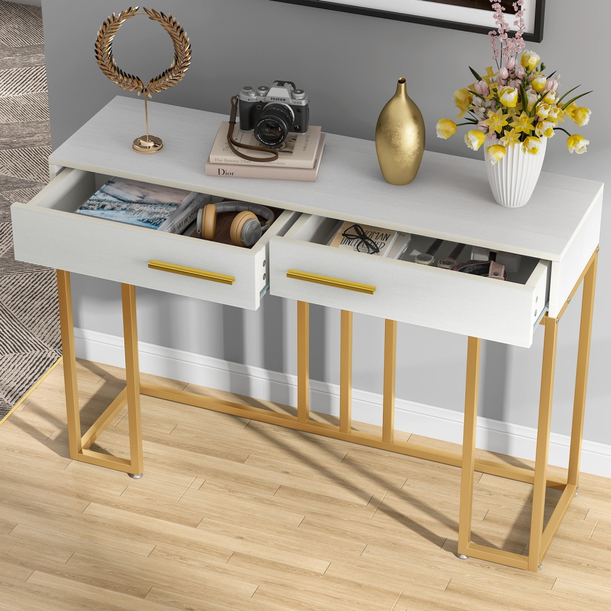 Console Table, Modern Sofa Couch Table with 2-Drawer - Image 6