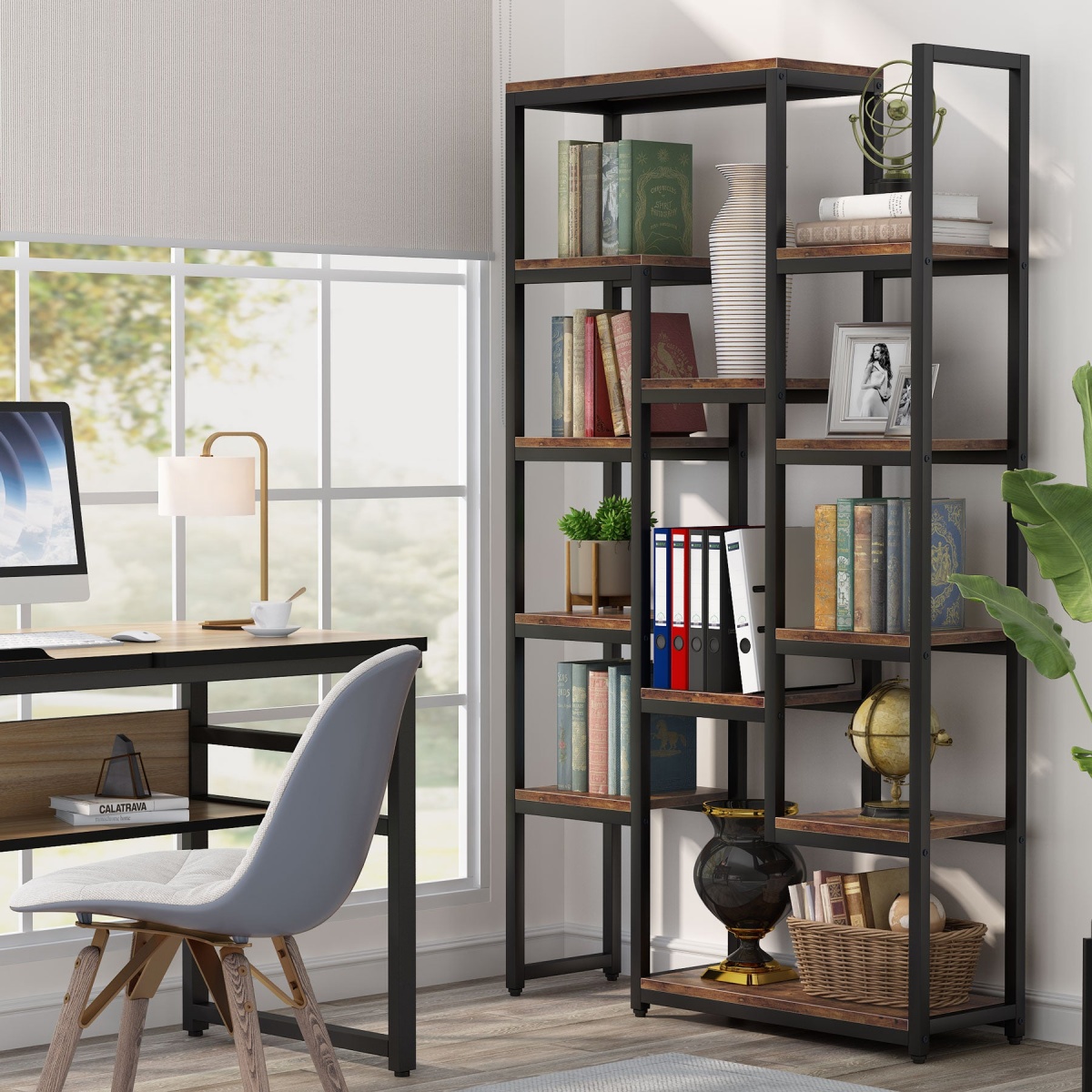 6-Tier Bookshelf 70.9 inch Tall Bookcase, 12-Shelf Display Shelves - Image 5