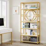 Bookshelf, 6-Tier Etagere Bookcase Freestanding Storage Shelf - Image 4